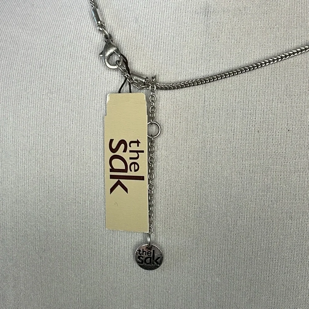 NWT The Sak Paddle Charm Necklace Silver Gold Tone